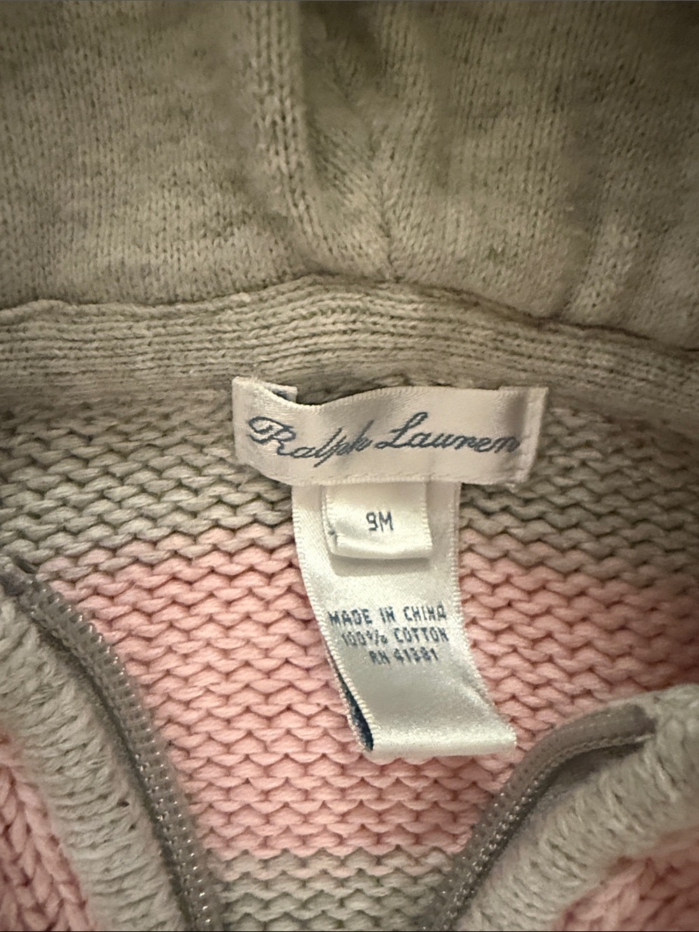 Ralph Lauren Pink & Gray Striped Hooded Zip Knit Sweater - Kids - Picture 2 of 5